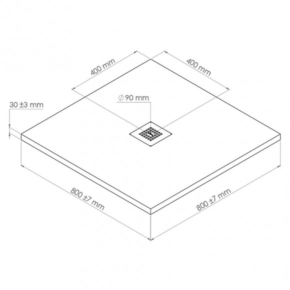 Receveur Nola - Découpable - 80x80cm - Résine - Gris Anthracite - Extra-plat