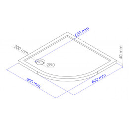 Receveur Bull - Antidérapant - 1/4 De Cercle 80cm - Smc - Blanc - Extra-plat