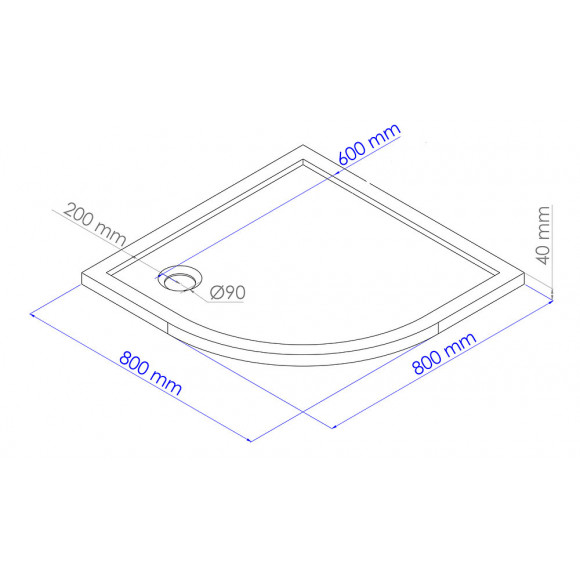 Receveur Bull - Antidérapant - 1/4 De Cercle 80cm - Smc - Blanc - Extra-plat