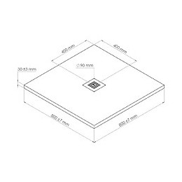 Receveur Nola - Découpable - 80x80cm - Résine - Blanc - Extra-plat