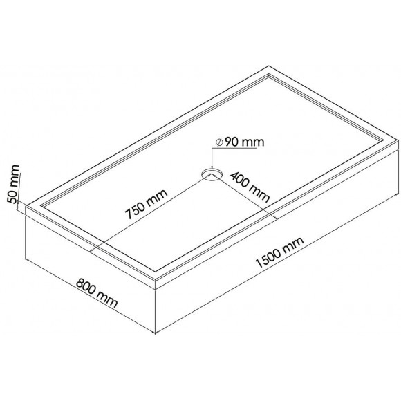 Receveur Yqua - Antidérapant - 80x150cm - Acrylique - Blanc - Extra-plat
