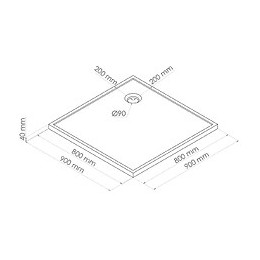Receveur Bull - Antidérapant - 90x90cm - Smc - Blanc - Extra-plat