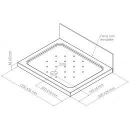 Receveur Meri - Picots Antidérapants - 80x120x6,5cm - Grès - Blanc