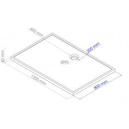 Receveur Bull - Antidérapant - 80x120cm - Smc - Blanc - Extra-plat
