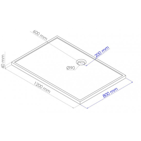 Receveur Bull - Antidérapant - 80x120cm - Smc - Blanc - Extra-plat
