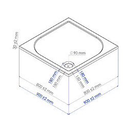 Receveur Hestia - Antidérapant - 80x80cm - Résine - Blanc - Extra-plat