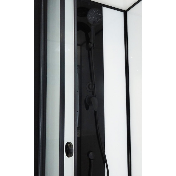 Cabine Gonea - Sans Silicone - 140x80cm - Profilés Aluminium - Noir Mat - En Kit