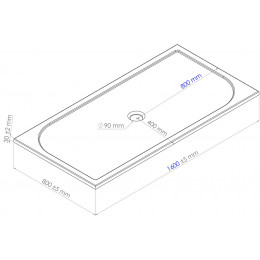Receveur Hestia - Antidérapant - 80x160cm - Résine - Blanc - Extra-plat