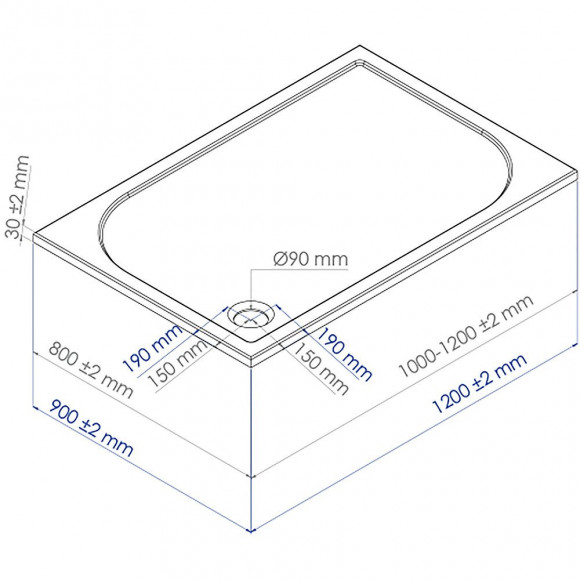 Receveur Hestia - Antidérapant - 80x120cm - Résine - Blanc - Extra-plat