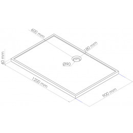 Receveur Bull - Antidérapant - 90x120cm - Smc - Blanc - Extra-plat