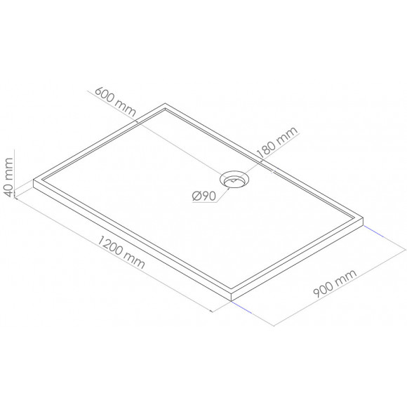 Receveur Bull - Antidérapant - 90x120cm - Smc - Blanc - Extra-plat