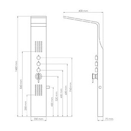 Colonne De Douche Hydro Nissa - H148xl40xl20cm - Inox - Finition Chromé