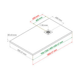 Receveur Nola - Découpable - 90x90cm - Résine - Blanc - Extra-plat