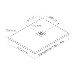 Receveur Nola - Découpable - 100x100cm - Résine - Gris Anthracite - Extra-plat