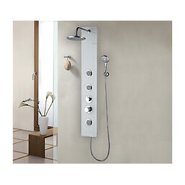 Colonne De Douche Hydro Rose - H130xl40xl7cm - Verre Trempé - Finition Blanc