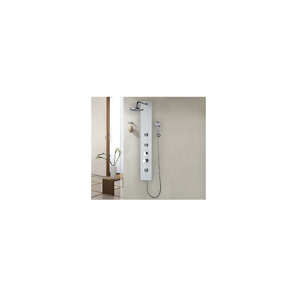 Colonne De Douche Hydro Rose - H130xl40xl7cm - Verre Trempé - Finition Blanc
