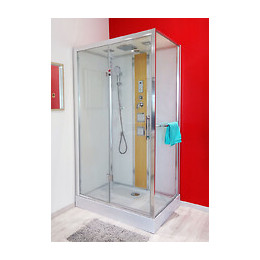 Cabine Hydromassante Sören - Sans Silicone - 120x80cm - Chromé - En Kit