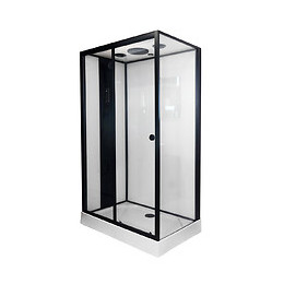 Cabine Hydromassante Nogea - Sans Silicone - 120x80cm - Noir Mat - En Kit