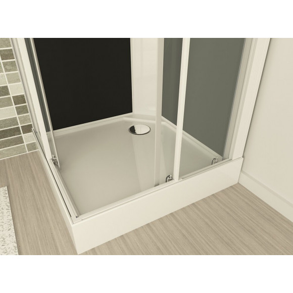 Cabine Melia - Sans Silicone - 80x80cm - Profilés Aluminium - Blanc - En Kit