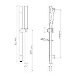 Kit Barre De Douche À Douchette Design Galactic - H60cm - Finition Chromé