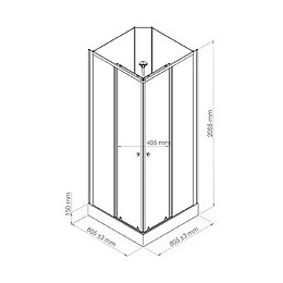 Cabine Melia - Sans Silicone - 80x80cm - Profilés Aluminium - Blanc - En Kit