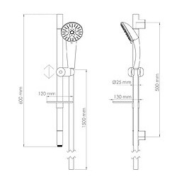 Kit Barre De Douche À Douchette 5 Fonctions Tallia - H50cm - Finition Chromé