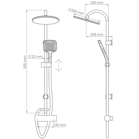 Kit Barre De Douche Avec Mitigeur Zeki - H95xl26cm - Finition Chromé