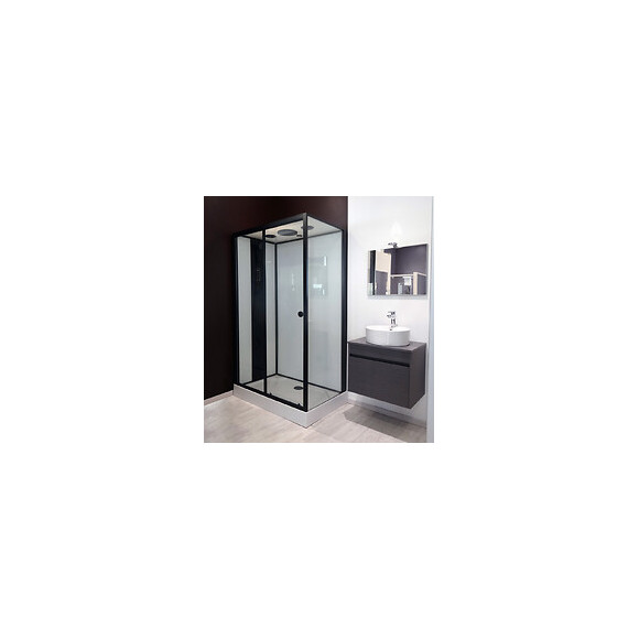 Cabine Hydromassante Nogea - Sans Silicone - 120x80cm - Noir Mat - En Kit