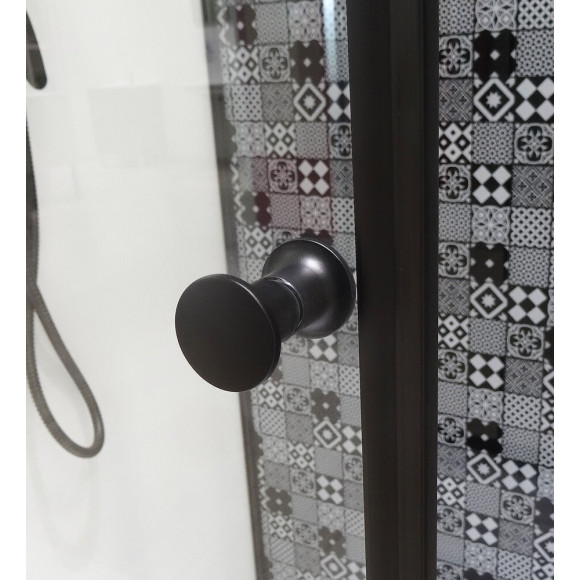 Cabine Ciment - Sans Silicone - 100x80cm - Décors Imprimé - Noir - En Kit