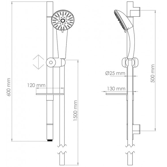 Kit Barre De Douche À Douchette 5 Fonctions Tallia - H50cm - Finition Chromé