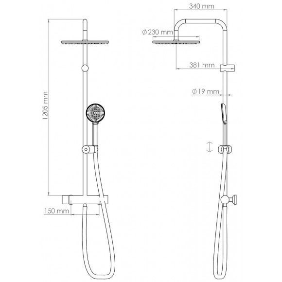 Kit Barre De Douche Avec Mitigeur Come - H120,5xl34cm - Finition Chromé