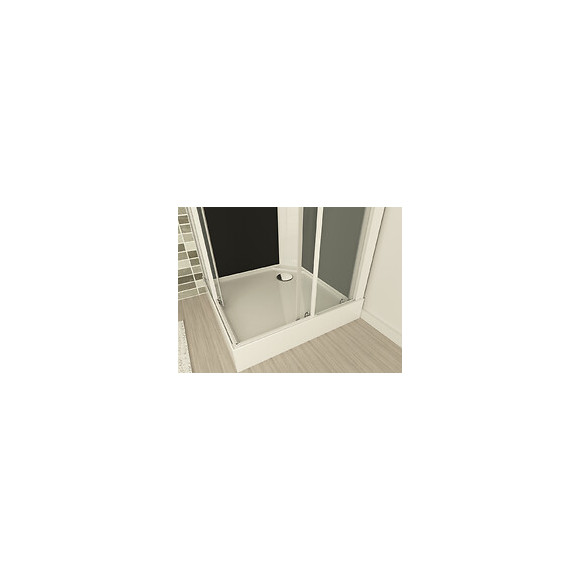 Cabine Melia - Sans Silicone - 80x80cm - Profilés Aluminium - Blanc - En Kit