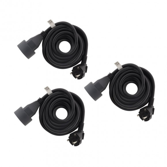 Lot De 3 Prolongateurs 16a Ho5vv-f 3g1,5mm² Noir 3m - Zenitech