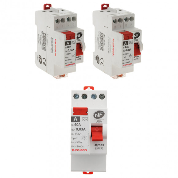 3 Interrupteurs Différentiels À Vis - 30ma Type Ac 40a Nf - Thomson