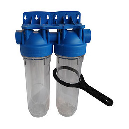 Station Filtre Double Nu - Taille Standard 10" - Avec Clé De Déserrage