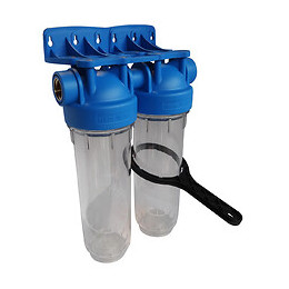 Station Filtre Double Nu - Taille Standard 10" - Avec Clé De Déserrage