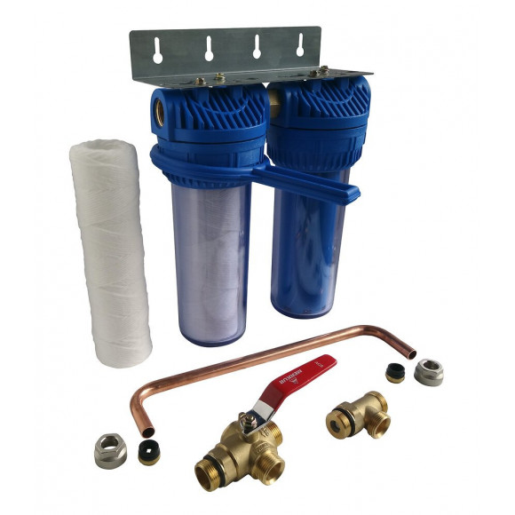 Filtre Double Avec Cartouches De Filtration Et Anticalcaire Anticorrosion 24 Mois
