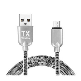 Câble Lightning Micro Usb Tx Think Xtra En Metal Tressé Argent