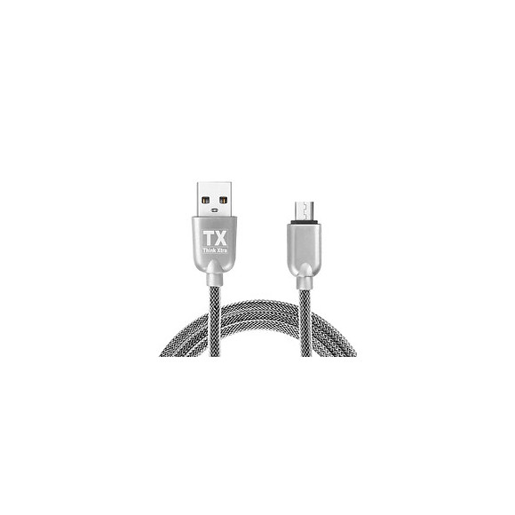 Câble Lightning Micro Usb Tx Think Xtra En Metal Tressé Argent