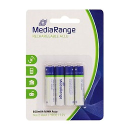 Pack De 4 Piles Rechargeable Mediarange Nimh Micro Aaa Hr03 1.2v