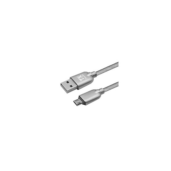 Câble Lightning Micro Usb Tx Think Xtra En Metal Tressé Argent