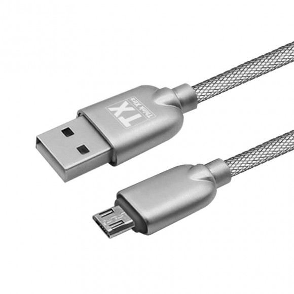 Câble Lightning Micro Usb Tx Think Xtra En Metal Tressé Argent