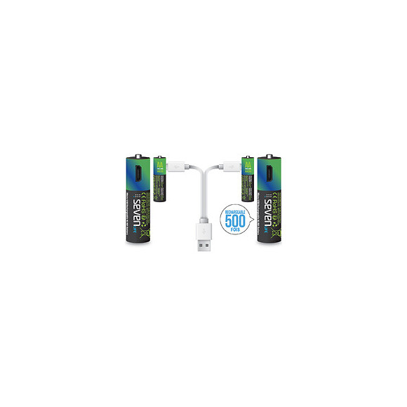 Pack De 4 Piles Rechargeables Aa (hr06) Seven Life Par Micro Usb
