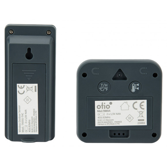 Thermomètre ? Hygromètre Avec Capteur Sans Fil Gris Anthracite - Otio