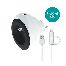 Prise Bewatt Avec Chargeur Usb Réversible (noir) - Watt And Co