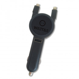 Chargeur De Voiture 12v Avec Port Usb 3.1a Et Câbles Rétractables Pour Ios Et Android