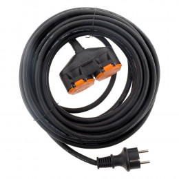 Rallonge Étanche 2 Prises 2p+t H07rn-f 3x 1,5mm² 5m Avec Clip De Fixation Orange - Zenitech