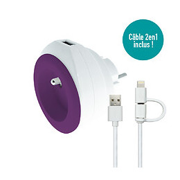 Prise Bewatt Avec Chargeur Usb Réversible (violet) - Watt And Co