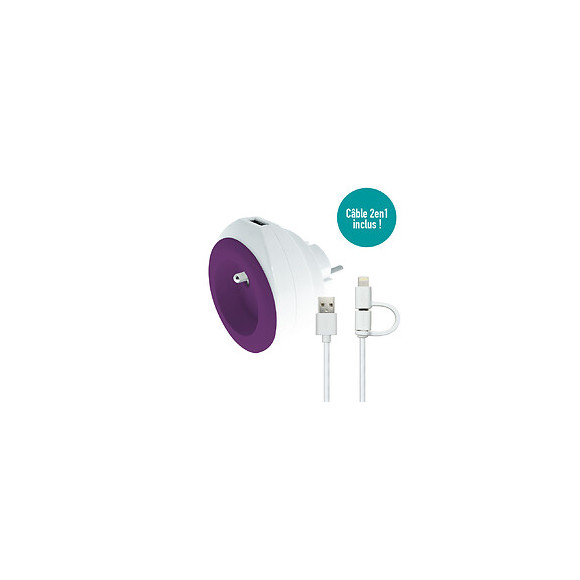 Prise Bewatt Avec Chargeur Usb Réversible (violet) - Watt And Co