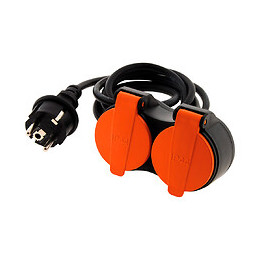 Rallonge Étanche 2 Prises 2p+t H07rn-f 3x 1,5mm² 5m Avec Clip De Fixation Orange - Zenitech